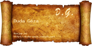 Duda Géza névjegykártya